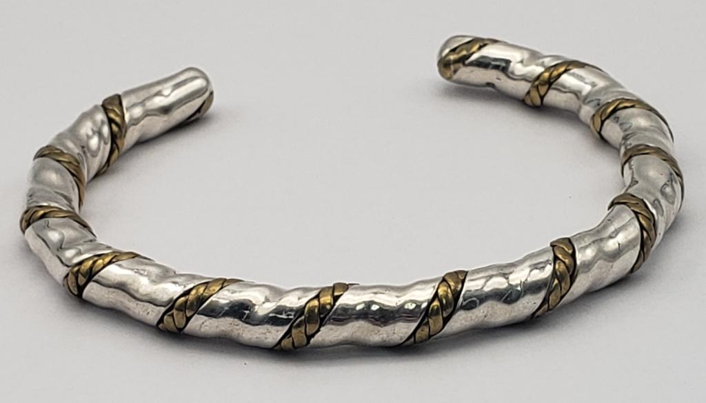 STERLING WRAPED CUFF W/ SILVER & GOLD TONES (1 of 3)
