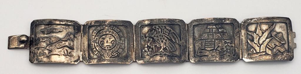VINTAGE TAXCO STERLING PANEL BRACELET (1 of 5)