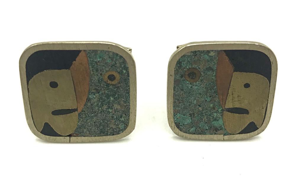 STERLING MEXICO CUFF LINKS W UNIQUE DESIGN (1 of 2)