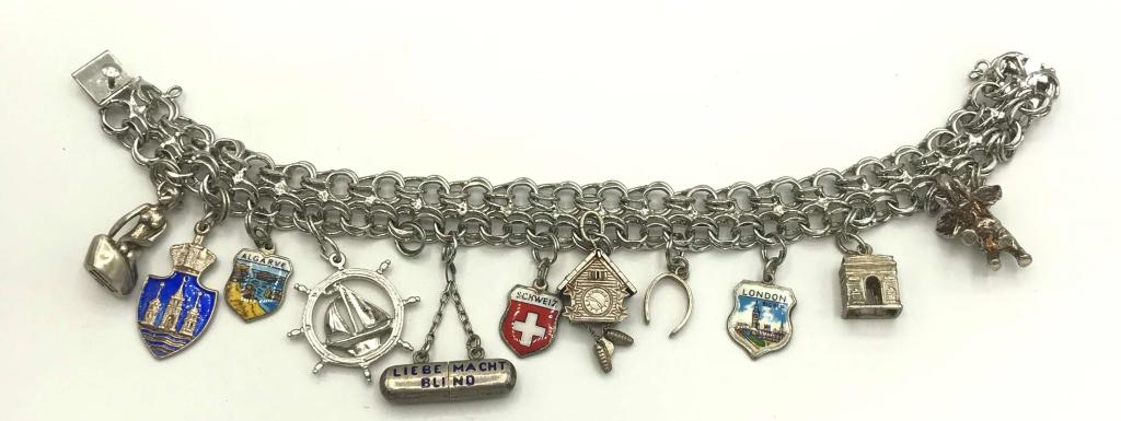 DOUBLE CHAIN CHARM BRACELET LOADED (1 of 3)