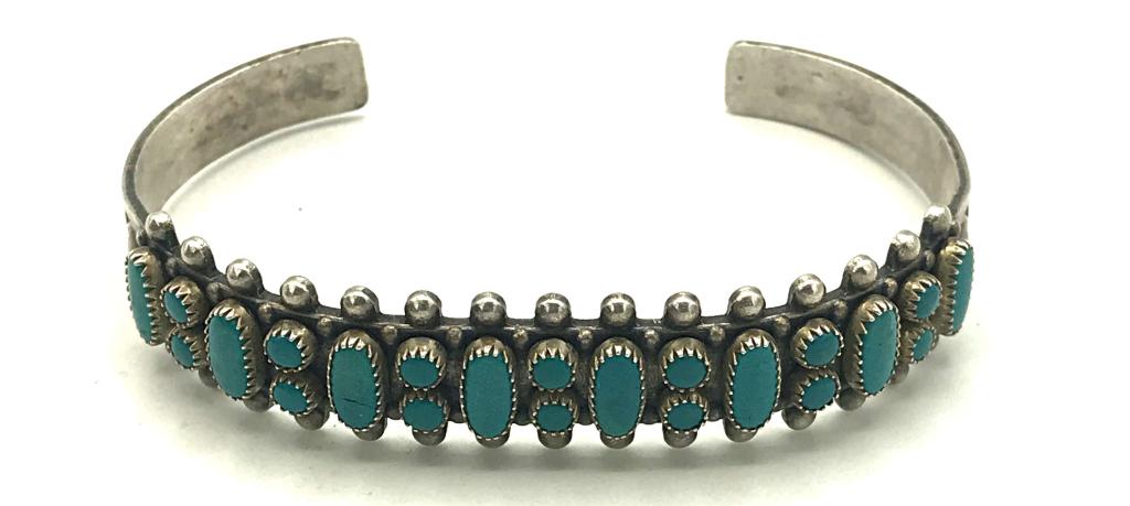 STERLING BANGLE W TURQUOISE STONES (1 of 5)