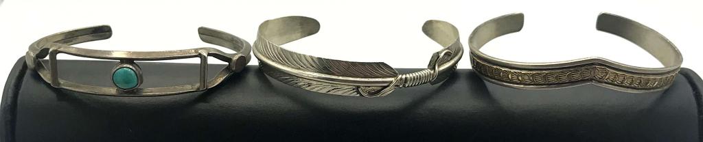 3 STERLING BANGLES NAVAJO TRIBAL ENGRAVE (1 of 5)