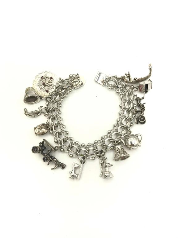 ELCO STERLING CHARM BRACELET LOADED!!!! (1 of 8)