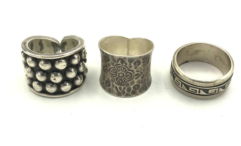 3 MENS STERLING RINGS LARGE! (1 of 3)