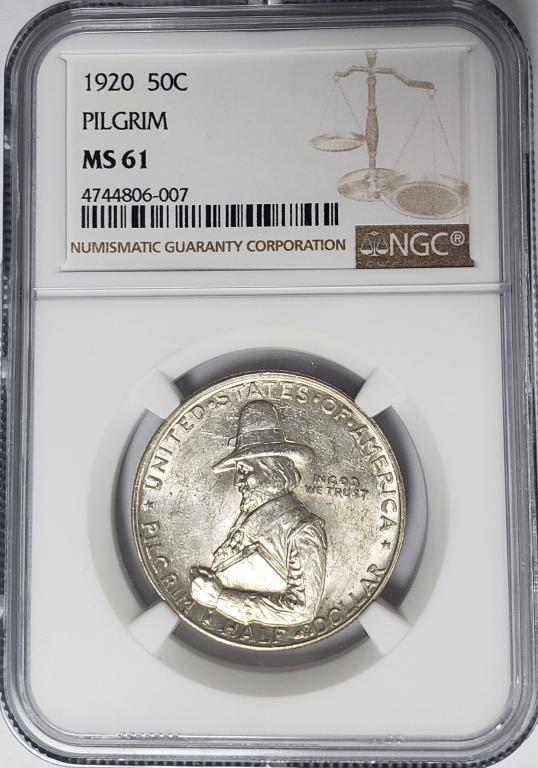 1920 Pilgrim Commemorative Half Dollar NGC MS61 (1 of 4)