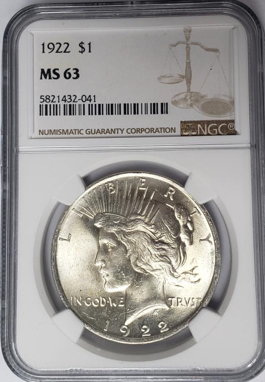 1922 Peace Silver Dollar $1 NGC MS63 (1 of 4)