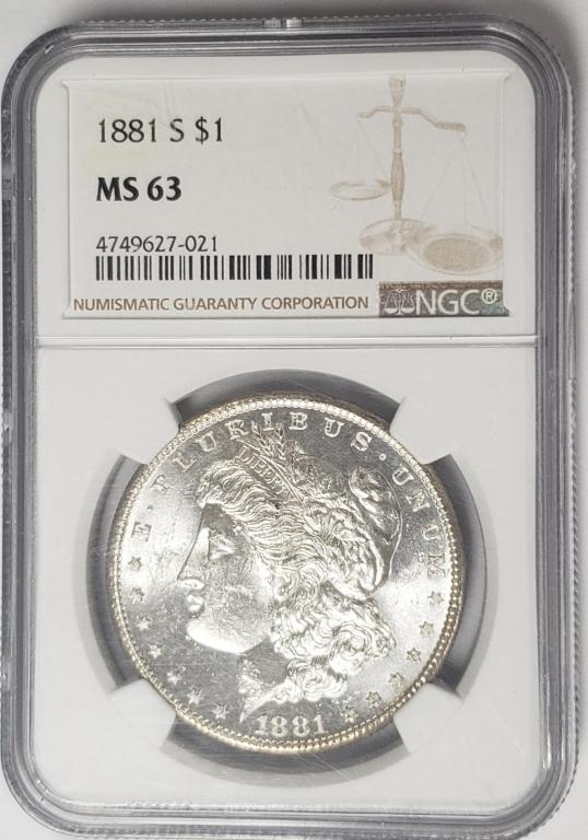 1881-S Morgan Silver Dollar $1 NGC MS63 (1 of 4)