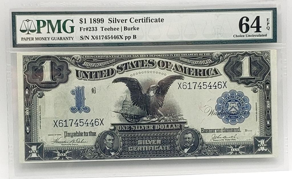 $1 1899 Black Eagle Silver Certificate PMG64 CU EP (1 of 2)