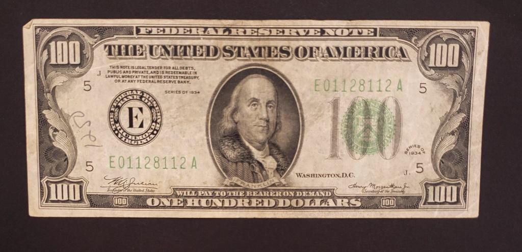 1934 $100 FEDERAL RESERVE NOTE (1 of 2)