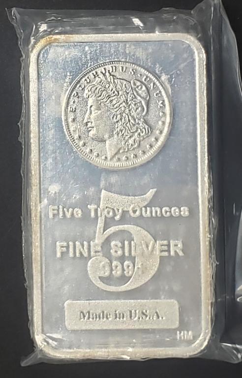 Made in USA .999 SILVER 5 ozt BAR (1 of 2)