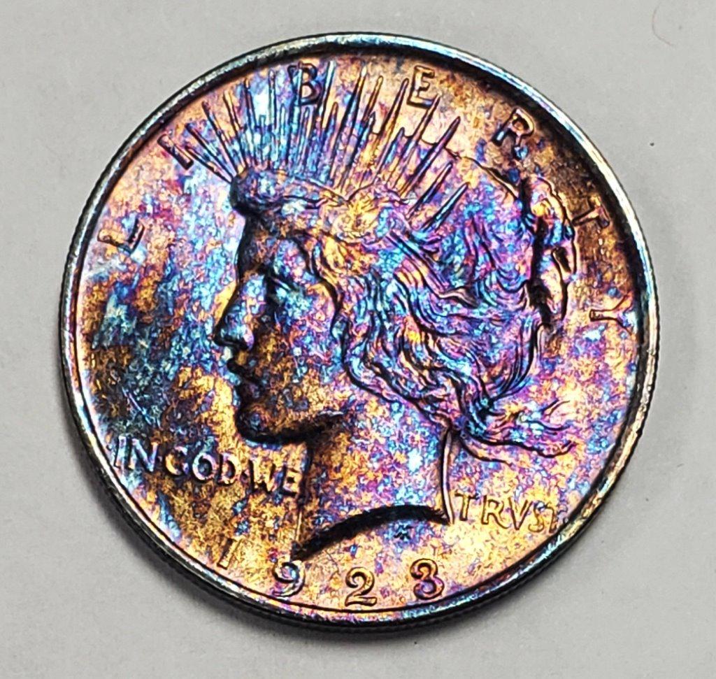1923 "RAINBOW" PEACE DOLLAR (1 of 2)