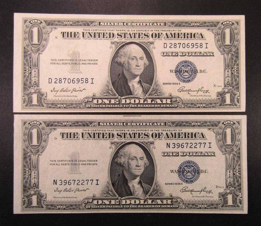 2-1935E $1 CU SILVER CERTS (1 of 2)