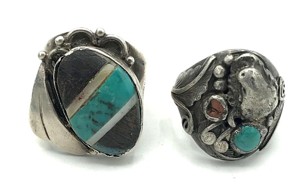2 LARGE MEN'S RINGS NAVAJO TURQUOISE (1 of 7)