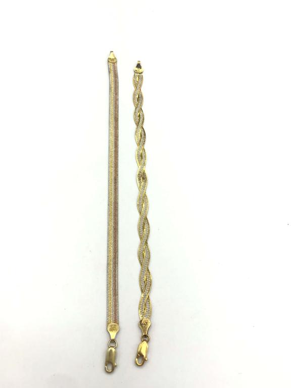 2 GOLD TONE BRACELETS W PRETTY STONE/DESIGN (1 of 2)