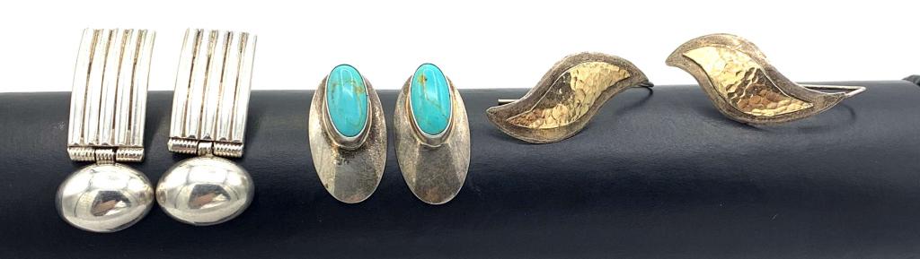 3 PAIRS VINTAGE .925 EARRINGS (1-TURQ) (1 of 2)