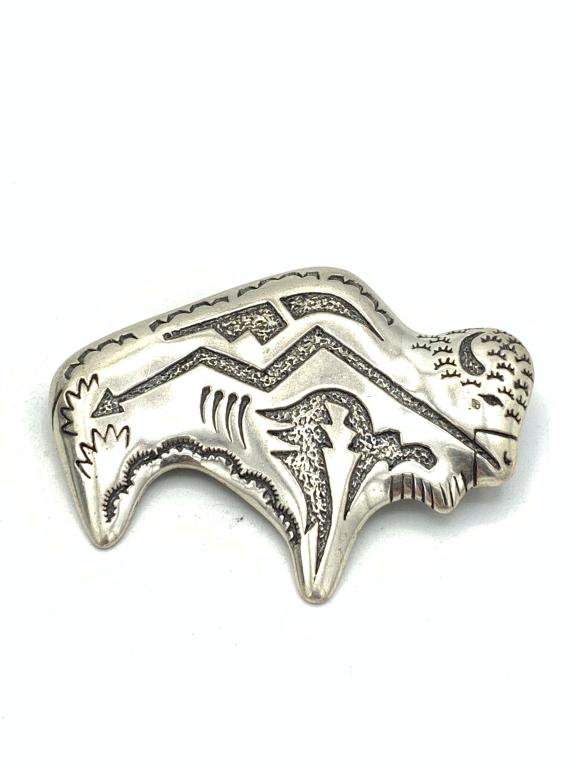T. SINGER BUFFALO PIN/PENDANT/BROOCH .925: RELIOS 8.3 DWT TOTAL