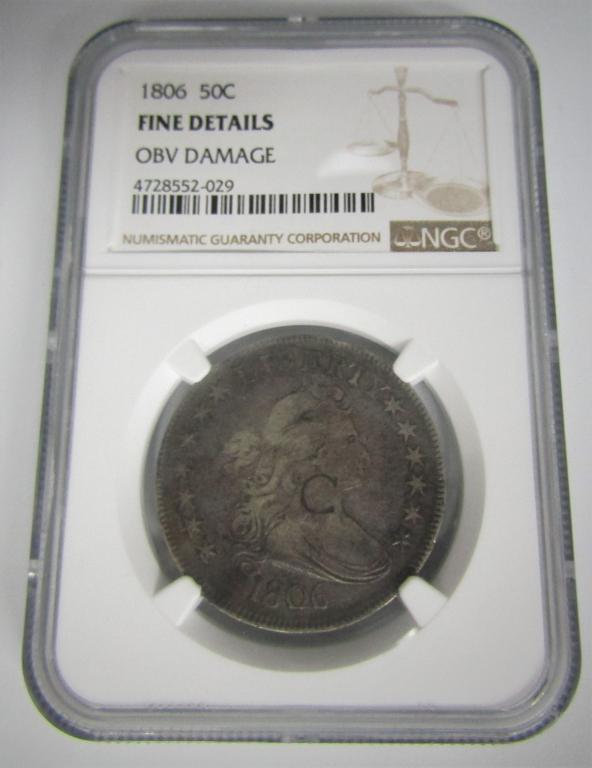 1806 50C Bust Half Dollar NGC Fine Details OBV Dam (1 of 2)