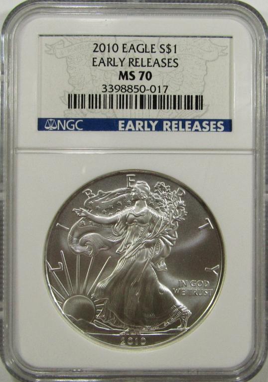 2010 AMERICAN SILVER EAGLE NGC MS70 EARLY RELEASE (1 of 4)