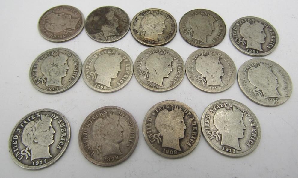 BARBER DIME LOT of 15 COINS (1 of 1)