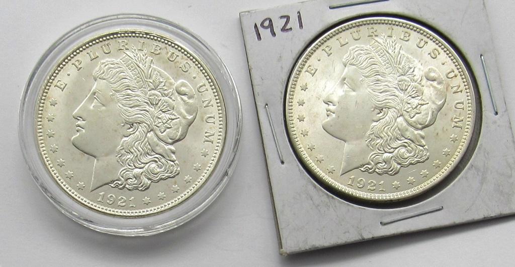 2 - 1921 BU MORGAN DOLLARS (1 of 2)