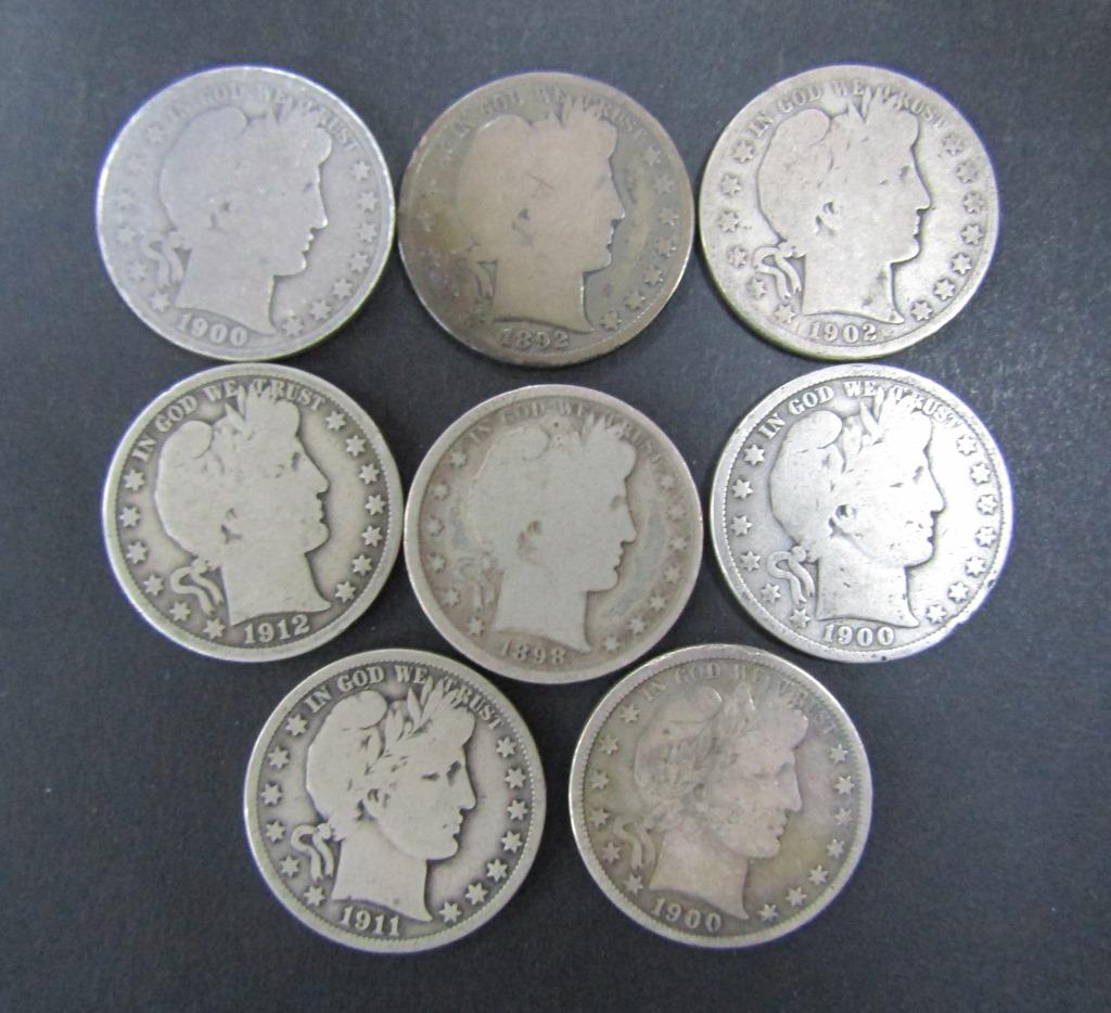 8-BARBER HALF DOLLARS (1 of 2)