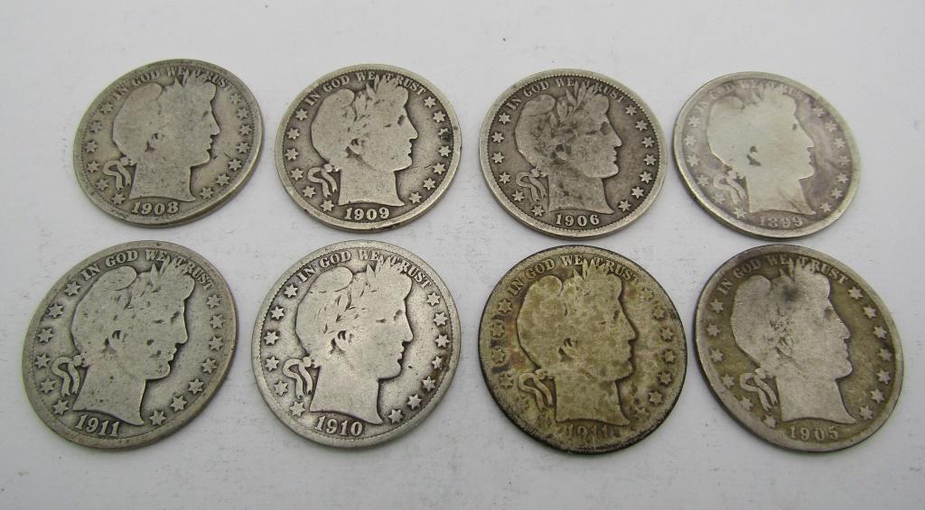 8 BARBER HALF DOLLARS CIRCS (1 of 2)