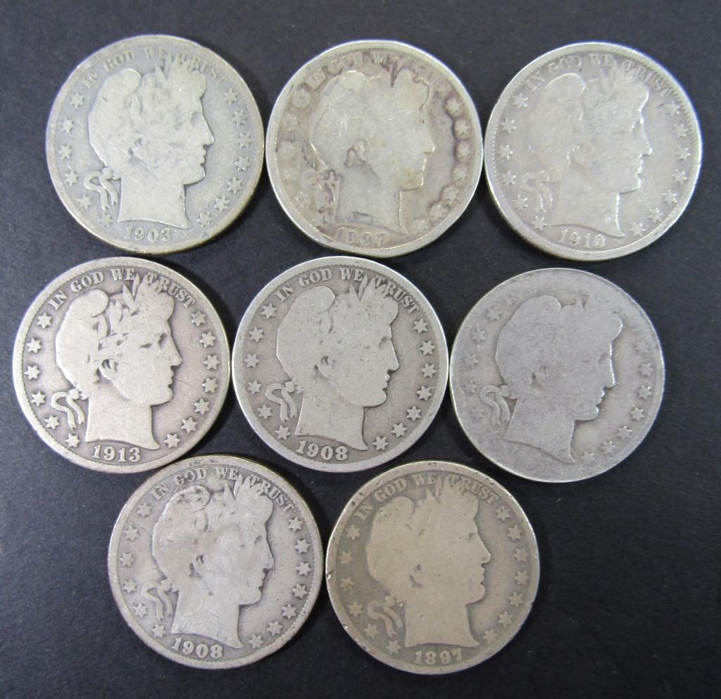 8 - BARBER HALF DOLLARS (1 of 2)