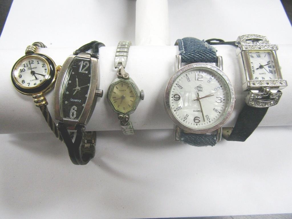 5-LADIES WRIST WATCHES-TIMEX- GENEVA- GLAM & GLOW: ALL CONSIDERED NON WORKING UNLESS MENTIONED- CHECK OUT OUR WEEKLY AUCTIONS TODAY!