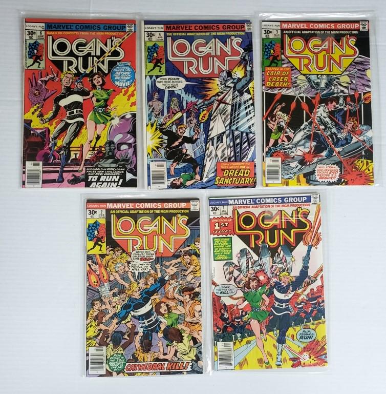 LOGANS RUN #1-#4, #6 MARVEL COMIC LOT (1 of 10)