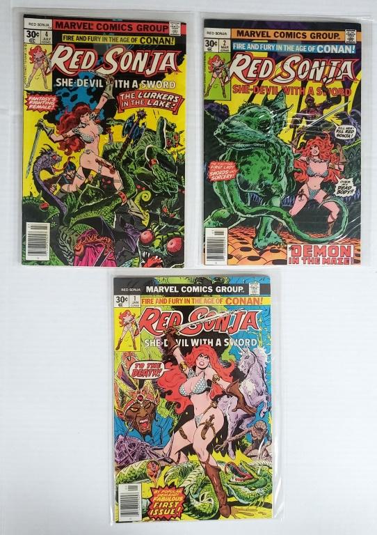 RED SONJA #1, #2, #4 MARVEL COMIC BOOKS (1 of 8)