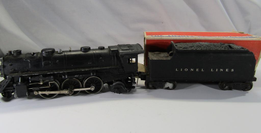 Vintage Lionel 1666 Locomotive, 6466 Whistle Tende: Untested. Needs a light cleaning. Whistle Tender Comes with box. Box is missing flaps. Scratches & scrapes in the paint.