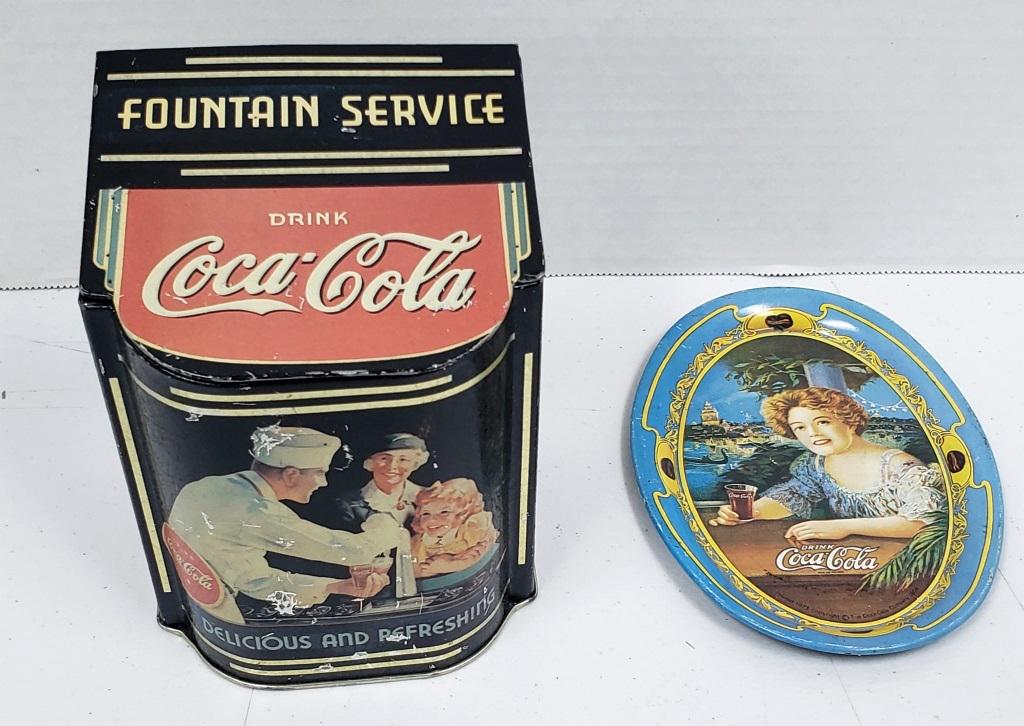 VTG Coca Cola “FOUNTAIN SERVICE” Hinged Metal Tin (1 of 9)