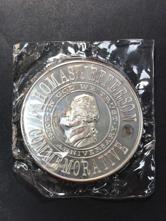 THOMAS JEFFERSON 5OZ .999 FINE SILVER: CHECK OUT OUR WEEKLY AUCTIONS!!!