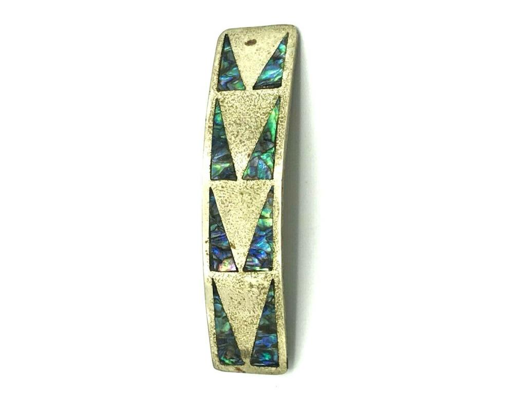 HENCHO EN ABALONE INLAY HAIR BARETTE / PIN: 6.1 DWT TOTAL