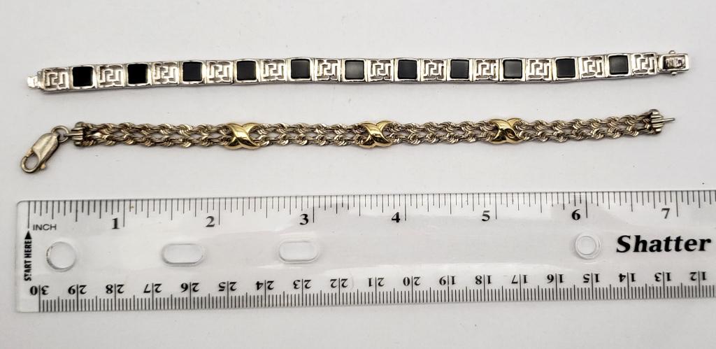 2-VINTAGE STERLING BRACELETS (1)SILVER TONED (1 of 5)