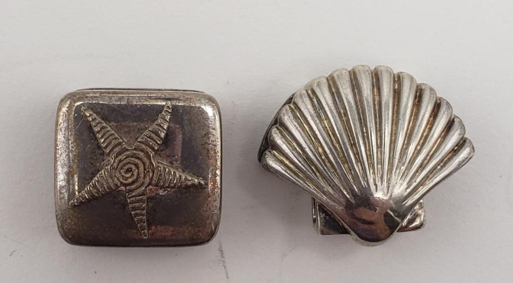 2-STERLING SEASHELL CHARMS: TOTAL 3 DWT