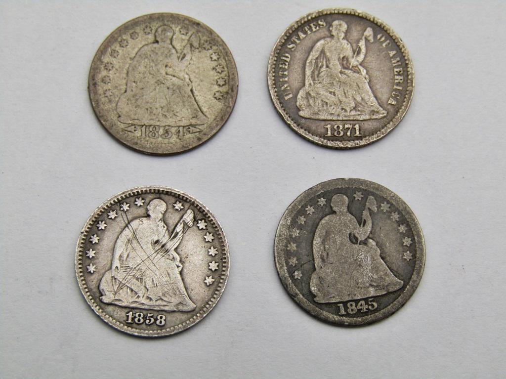 1845, 1854, 1858, 1871 SEATED HALF DIMES (1 of 2)