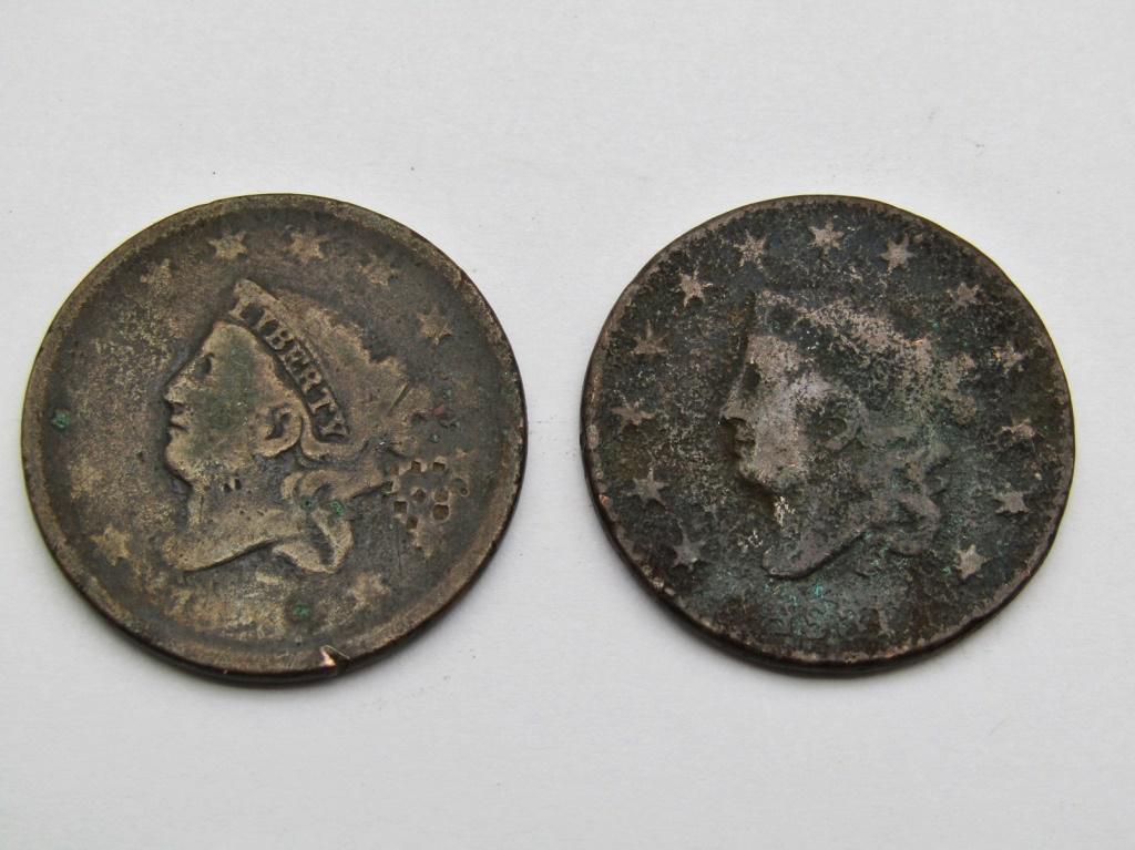 1828 & 1831 LARGE CENT  G/AG (1 of 2)