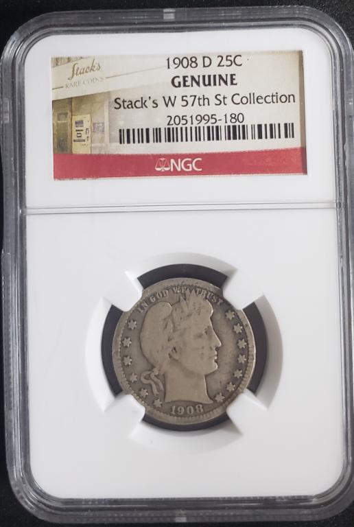 1908 D BARBER QTR NGC GENUINE (1 of 4)