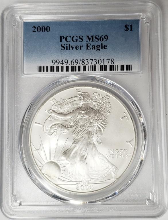 2000 AMERICAN SILVER EAGLE NGC MS69 (1 of 4)