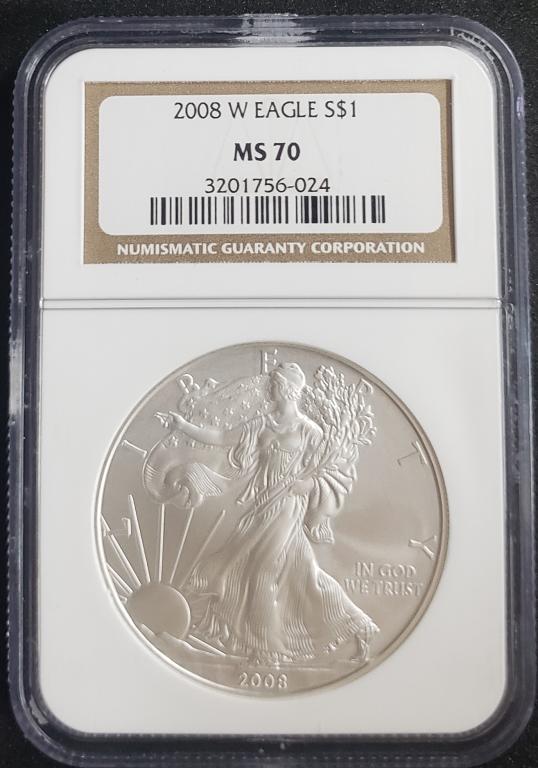 2008-W AMERICAN SILVER EAGLE NGC MS70 (1 of 4)