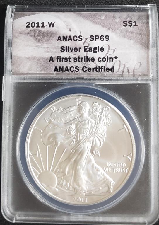2011-W AMERICAN SILVER EAGLE ANACS SP69 (1 of 4)