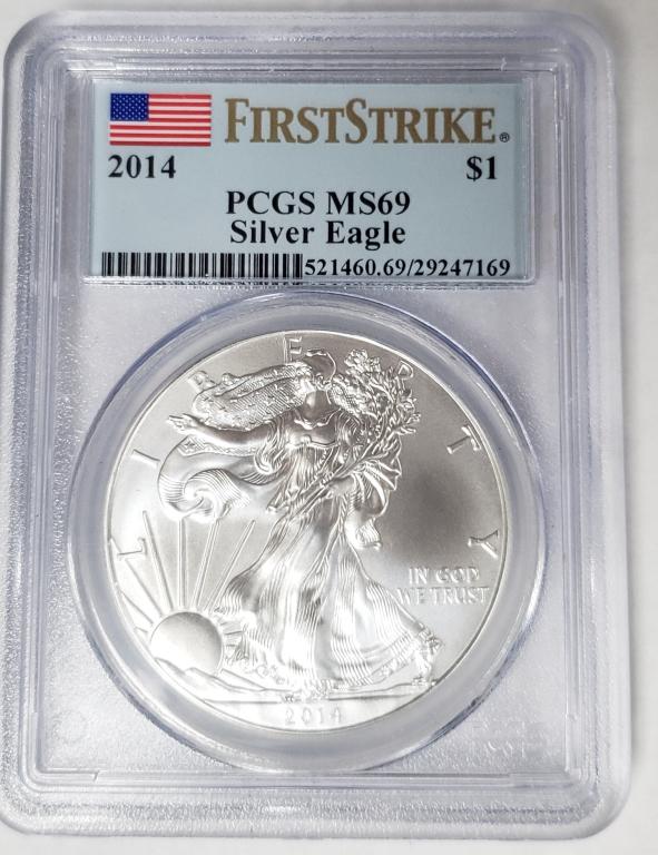2014 AMERIACN SILVER EAGLE PCGS MS69 (1 of 4)