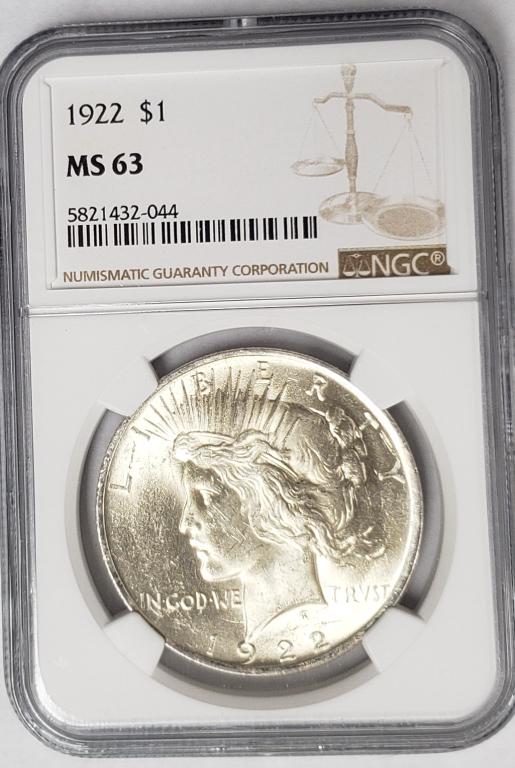 1922 Peace Silver Dollar $1 NGC MS63 (1 of 4)