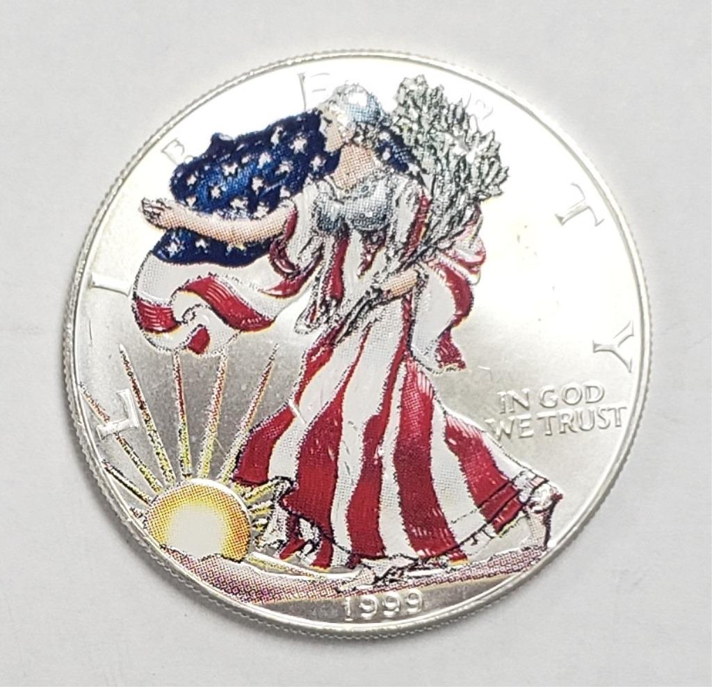 1 - 1999 American Silver Eagle 1 oz 999 Painted (1 of 2)