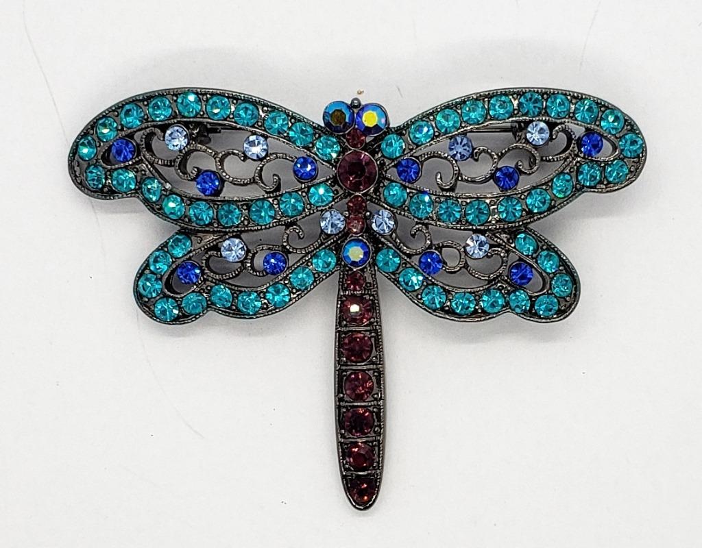 VINTAGE DRAGONFLY BROOCH WITH RHINESTONES! (1 of 5)