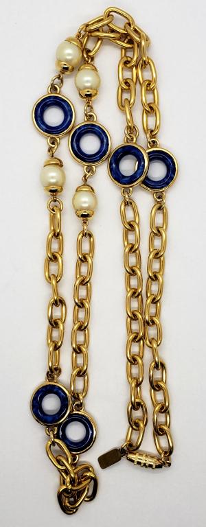 VINTAGE KJL GOLD TONED LINKED LONG NECKLACE (1 of 3)