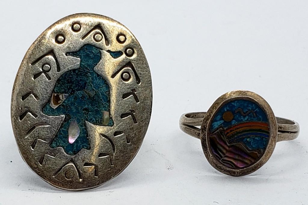 2-ZUNI STERLING RINGS THUNDERBIRD (1 of 5)