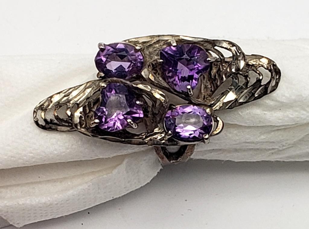 AMETHYST PURPLE STONE STERLING RING (1 of 4)