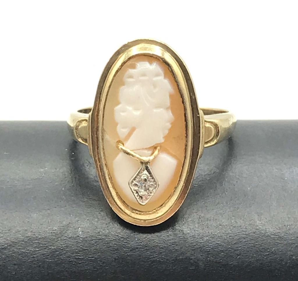 10K DIAMOND CAMEO RING SIZE 7 (1 of 5)